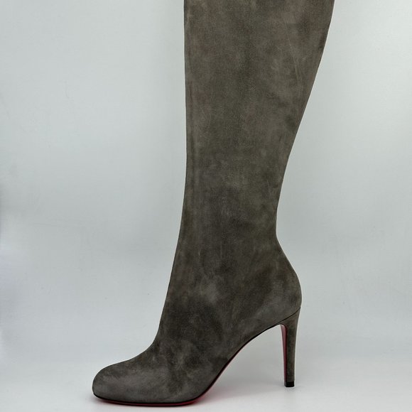 Christian Louboutin PUMPPIE BOTTA 85 Suede Knee High Tall Boots Heels - Picture 3 of 16